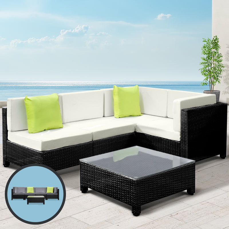 Bali 4 Seat Wicker Outdoor Lounge Set With Bonus Grey Cushion Covers