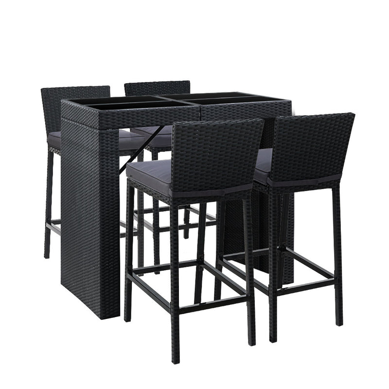 4 Seater Outdoor Rattan Bar Table Set