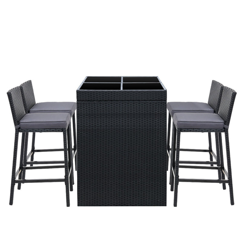 4 Seater Outdoor Rattan Bar Table Set