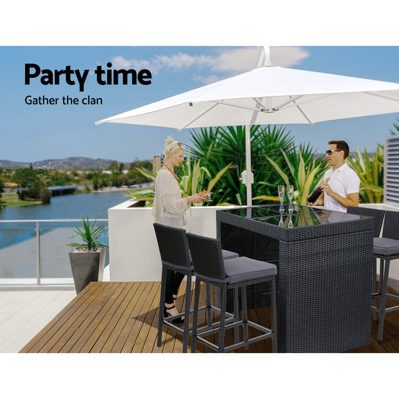 4 Seater Outdoor Rattan Bar Table Set