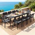 Outdoor Dining Set 11PCS Aluminum Extendable Table and Chairs Patio Furniture Black
