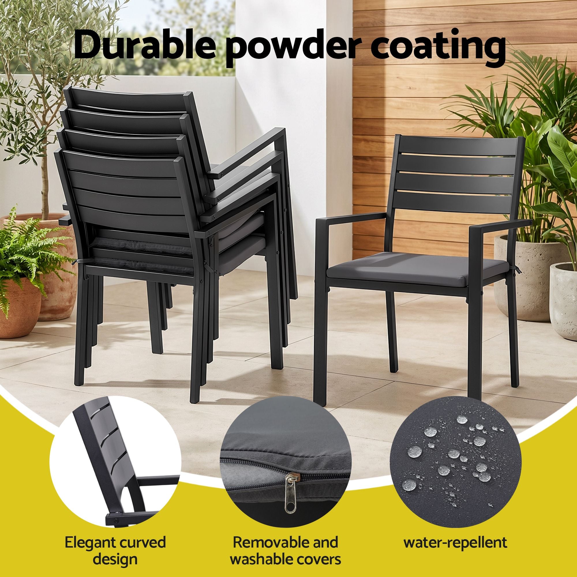 Outdoor Dining Set 11PCS Aluminum Extendable Table and Chairs Patio Furniture Black