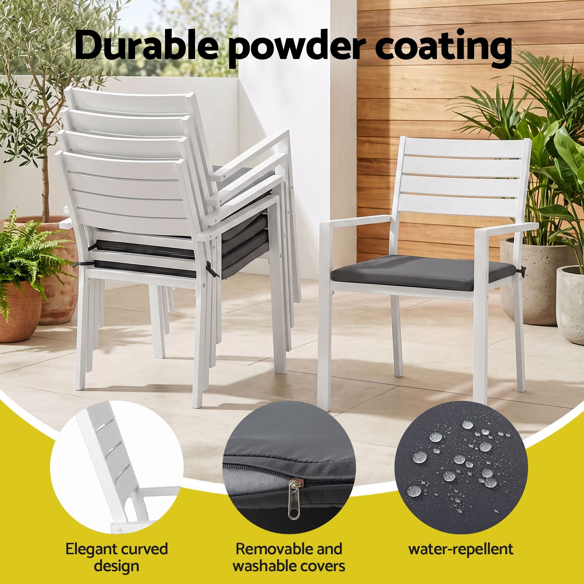 Outdoor Dining Set 11PCS Aluminum Extendable Table and Chairs Patio Furniture White