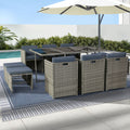 11 Piece Wicker Outdoor Dining Table Set - Grey