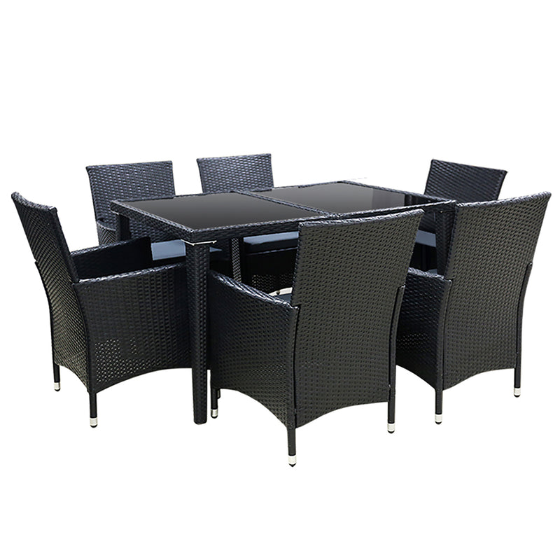 6 Seat Outdoor Dining Setting (Black)