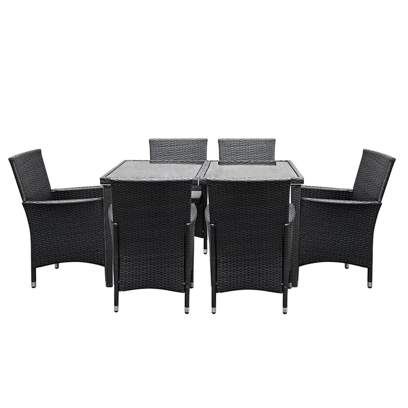 6 Seat Outdoor Dining Setting (Black)