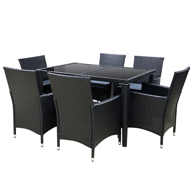 6 Seat Outdoor Dining Setting (Black)