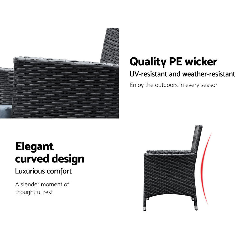 6 Seat Outdoor Dining Setting (Black)