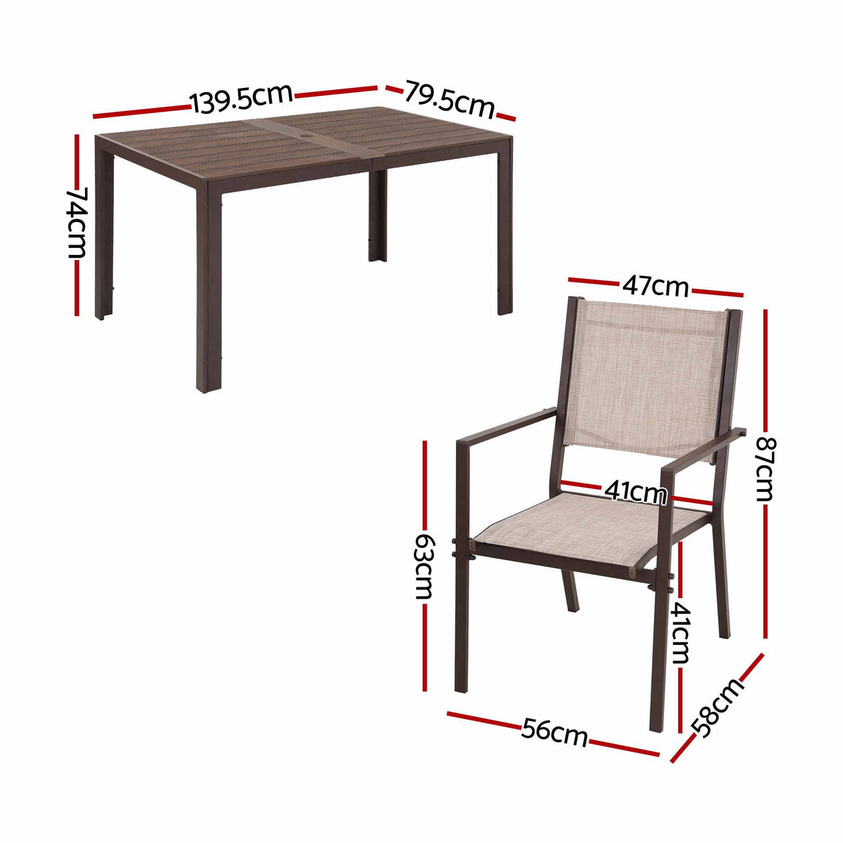 7-Piece Outdoor Dining Set with Table and Chairs for Patio and Garden - Coffee