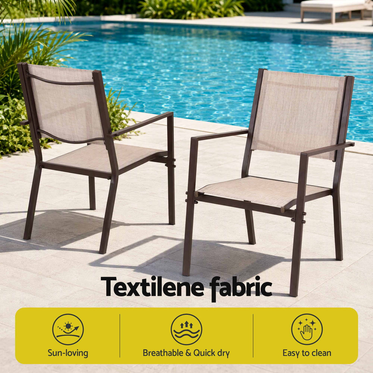 7-Piece Outdoor Dining Set with Table and Chairs for Patio and Garden - Coffee