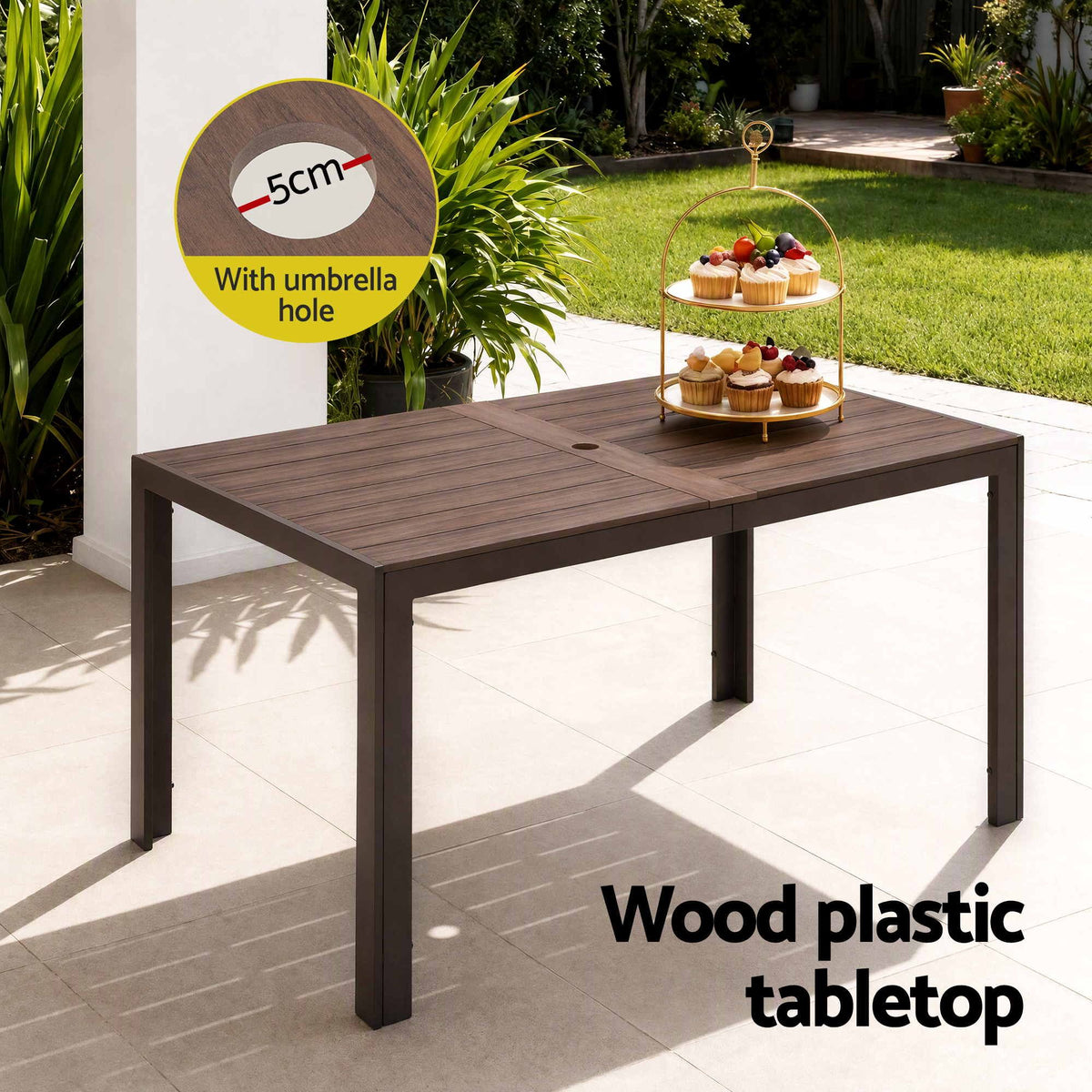 7-Piece Outdoor Dining Set with Table and Chairs for Patio and Garden - Coffee