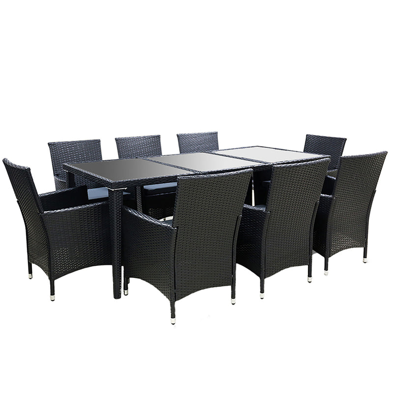 8 Seat Outdoor Dining Setting (Black)