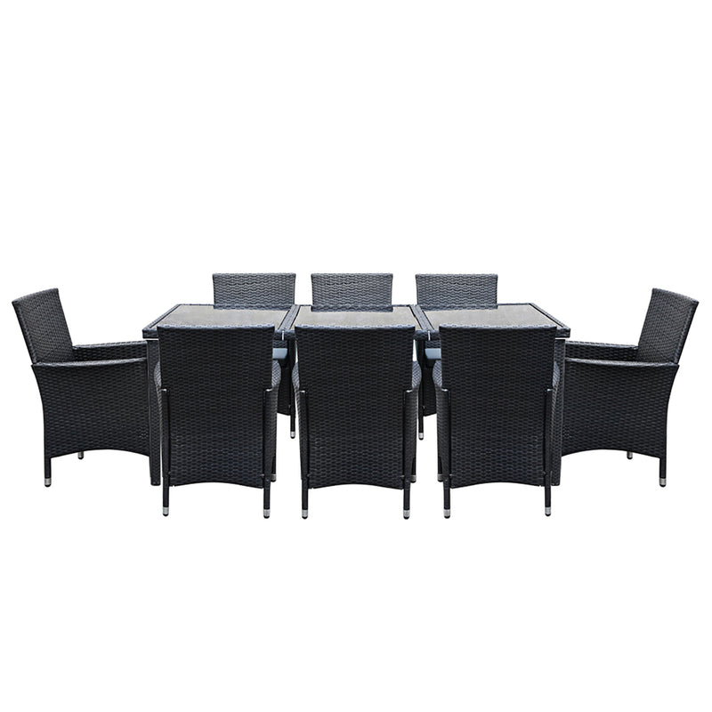 8 Seat Outdoor Dining Setting (Black)