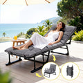 3-in-1 Folding Sun Lounger Camping Chair Adjustable Recliner for Patio, Office Nap, Poolside - Grey
