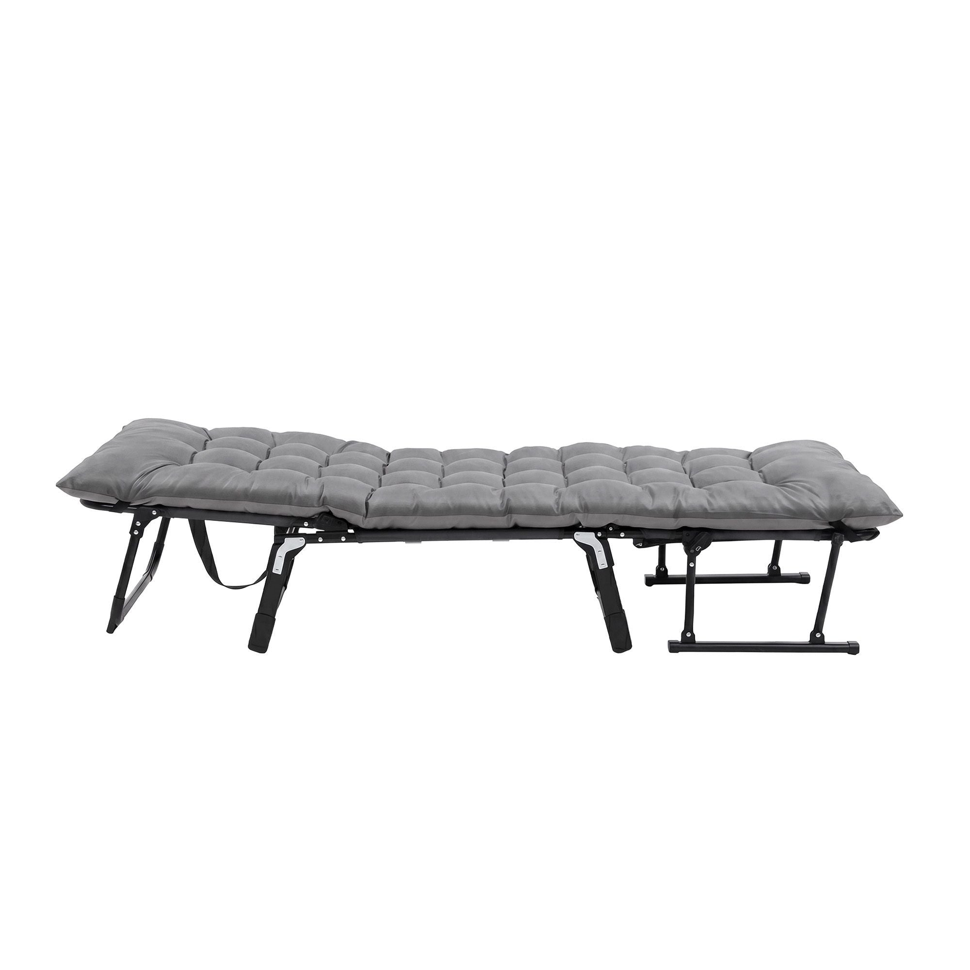 3-in-1 Folding Sun Lounger Camping Chair Adjustable Recliner for Patio, Office Nap, Poolside - Grey