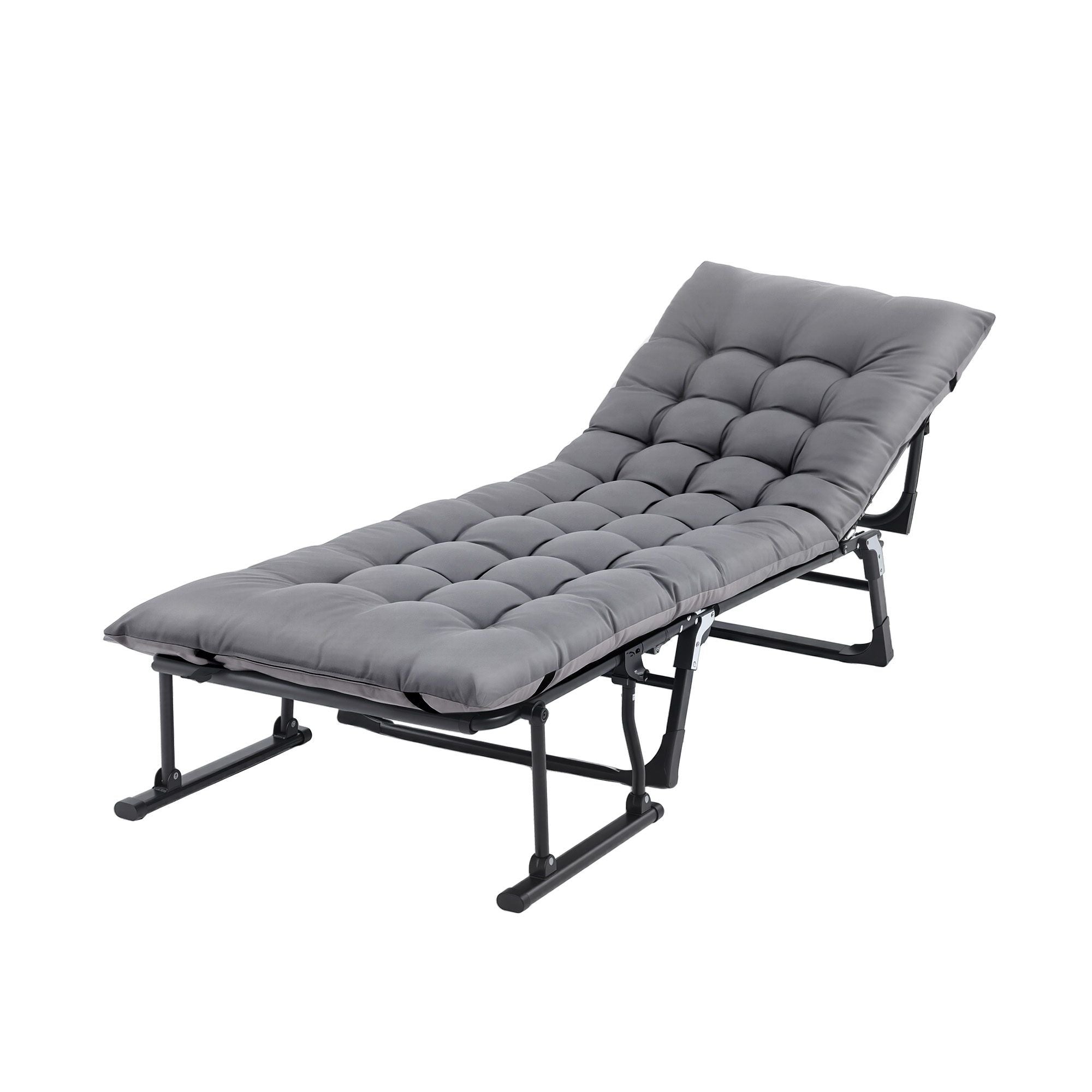 3-in-1 Folding Sun Lounger Camping Chair Adjustable Recliner for Patio, Office Nap, Poolside - Grey