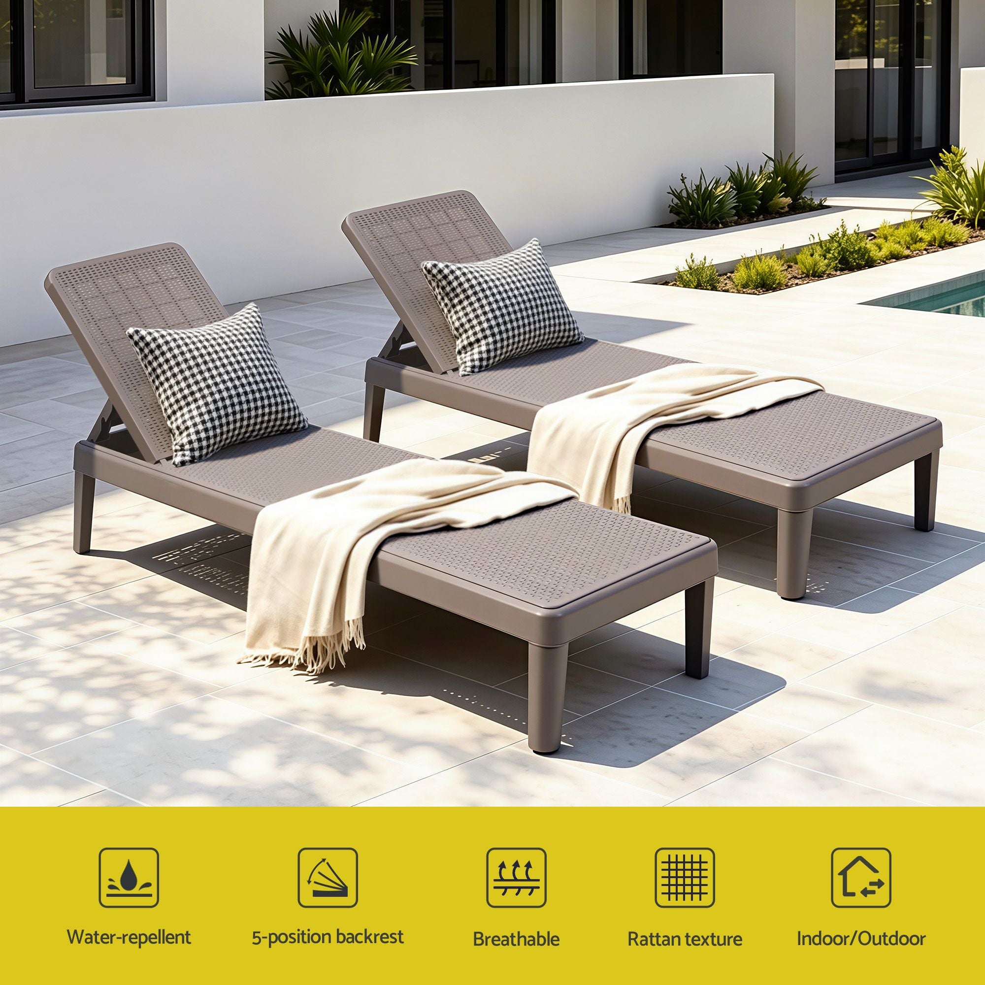 Gardeon Sun Lounge Adjustable Outdoor Lounger 190x56.5x83cm - Brown