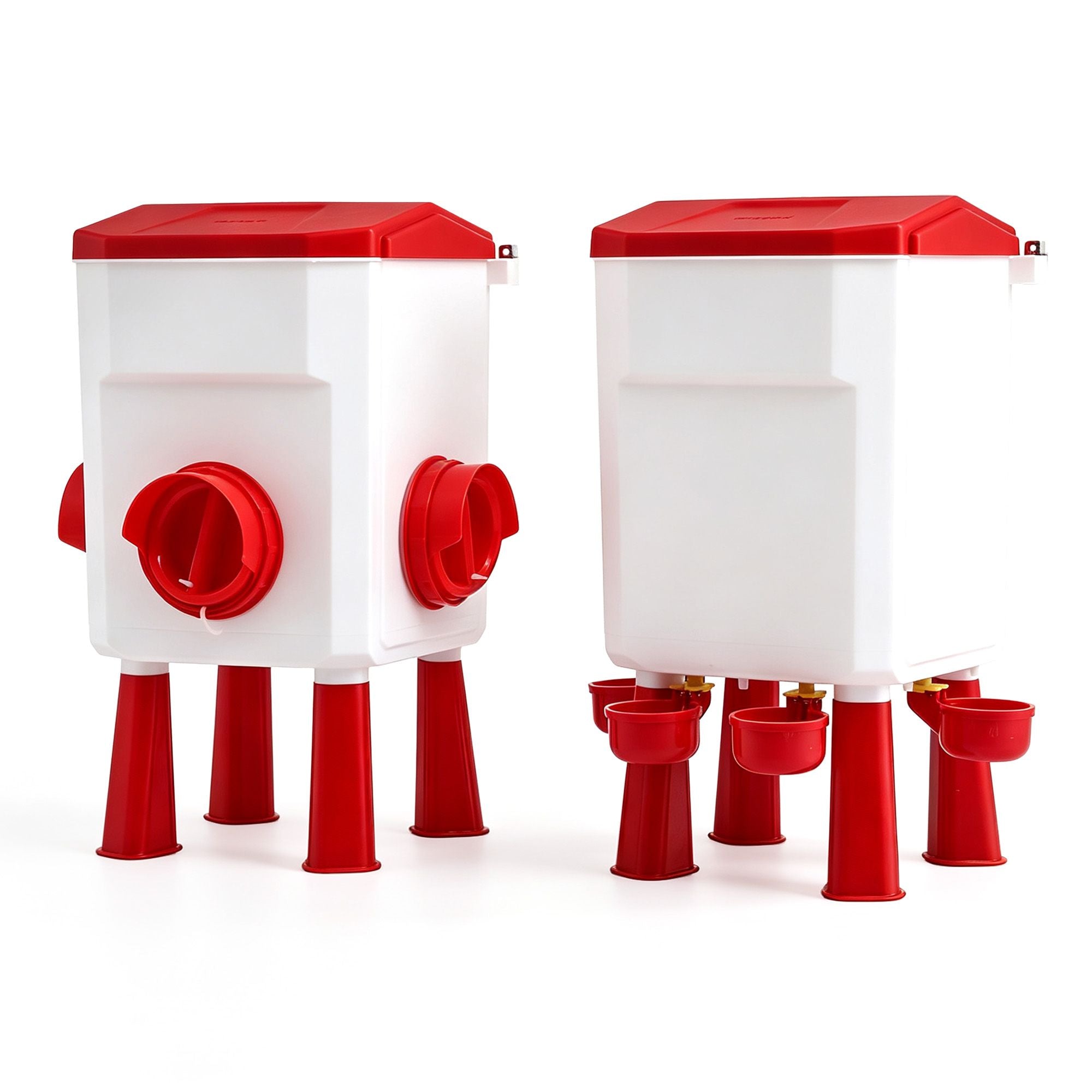 12kg Chicken Feeder and 11L Poultry Waterer Set Large Capacity - White and Red