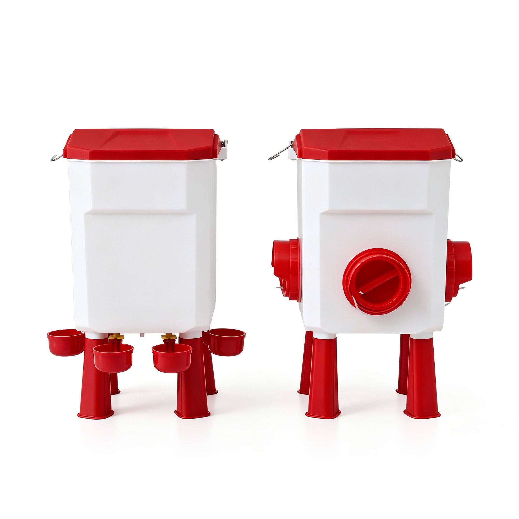 12kg Chicken Feeder and 11L Poultry Waterer Set Large Capacity - White and Red