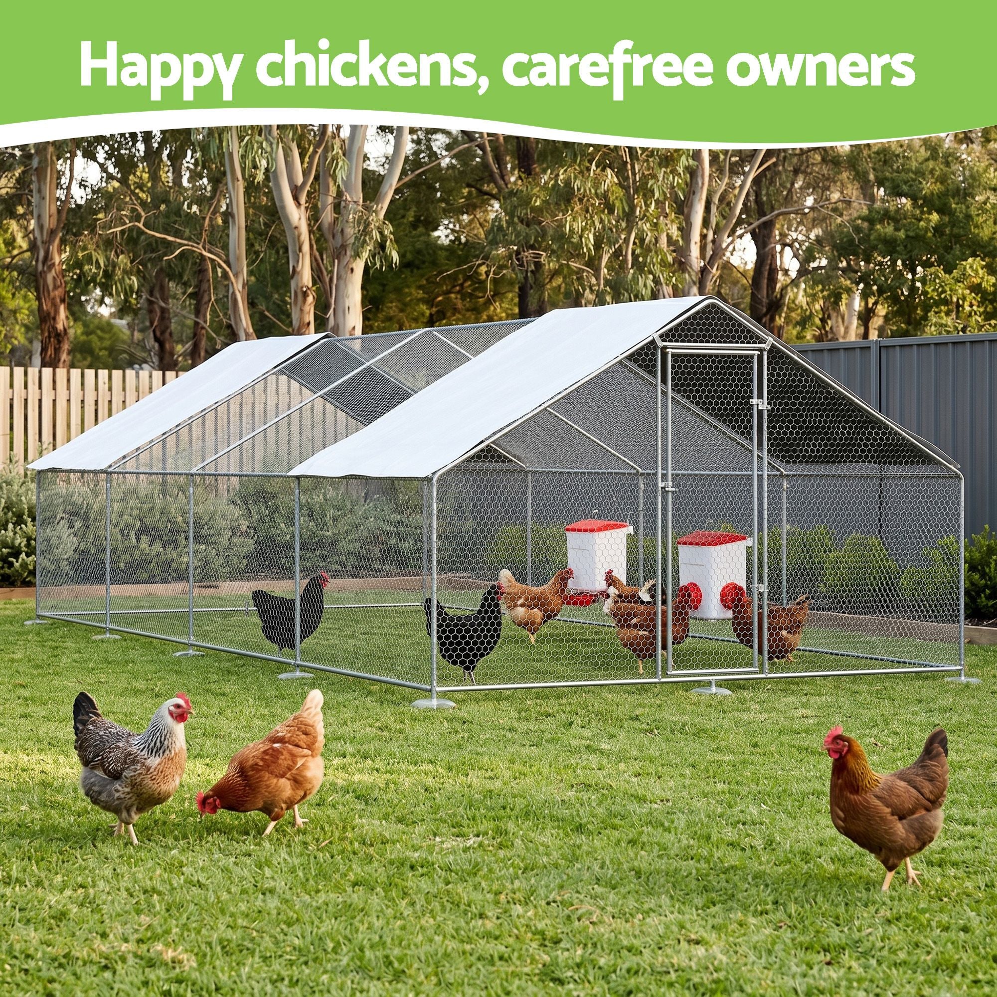 12kg Chicken Feeder and 11L Poultry Waterer Set Large Capacity - White and Red
