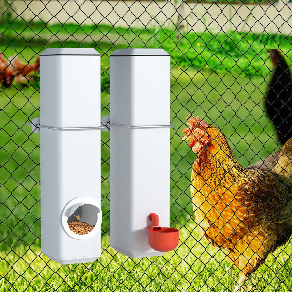 4L Automatic Chicken Feeder and Water Dispenser - White
