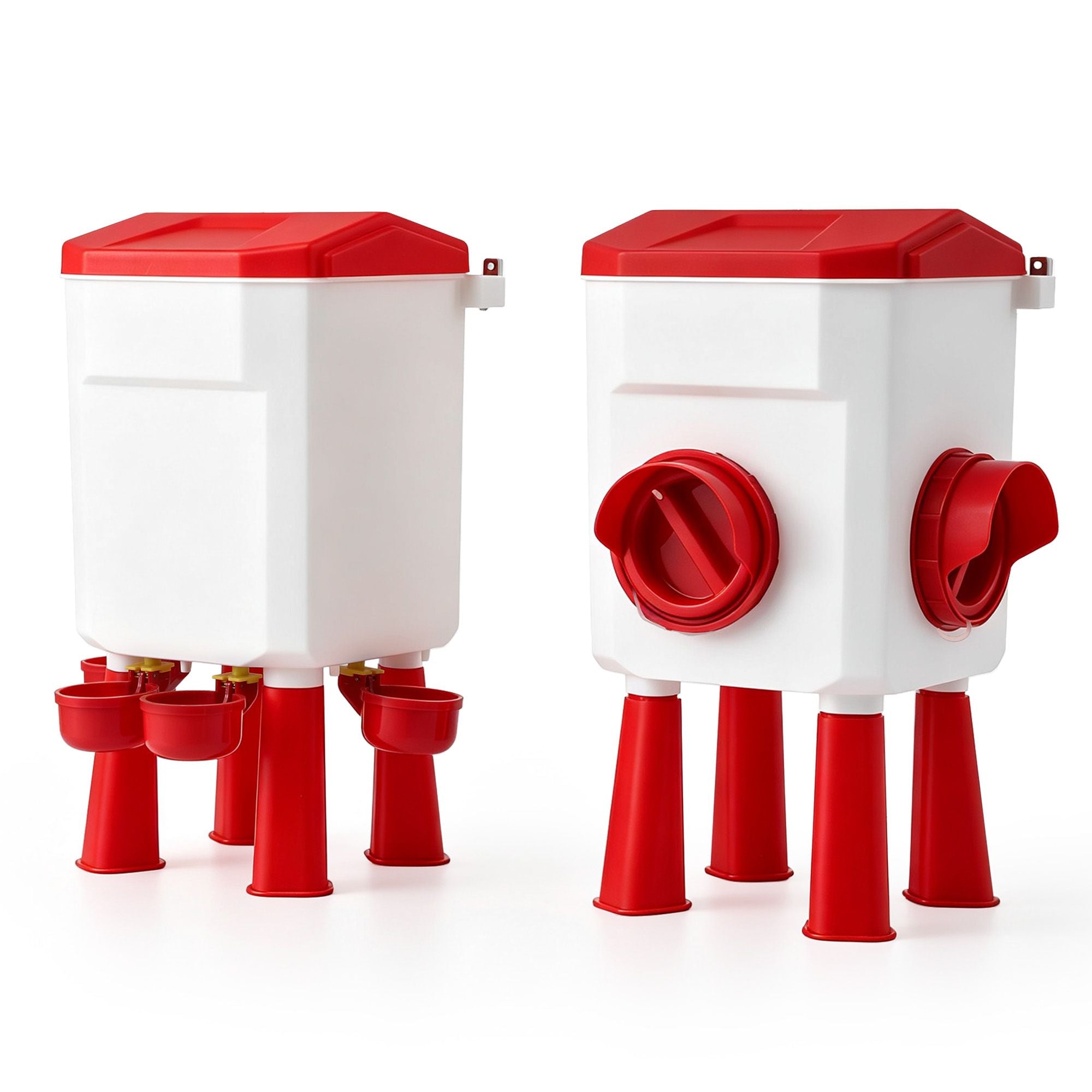 8kg Chicken Feeder and 7L Poultry Waterer Set - White and Red