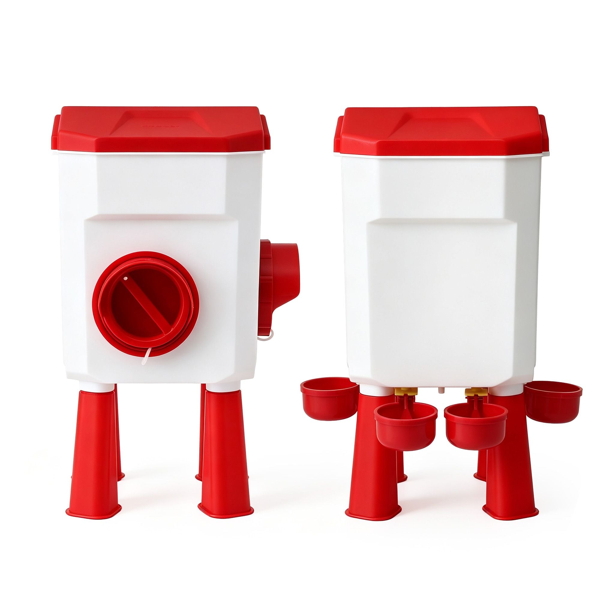 8kg Chicken Feeder and 7L Poultry Waterer Set - White and Red