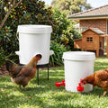 20L x2 Automatic Chicken Feeder and Waterer Set with Metal Stand - White and Red