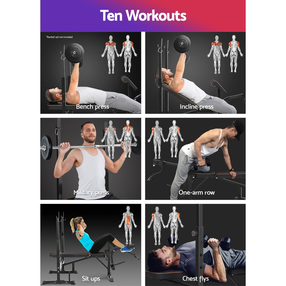 10 In 1 Weight Bench Adjustable Home Gym Station Bench Press 330KG