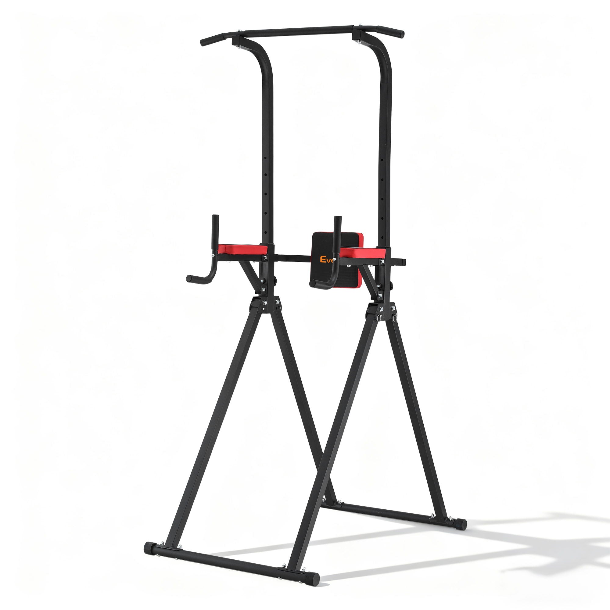 Adjustable Folding Chin Up Tower Pull Up and Dip Station for Home Gym - Black