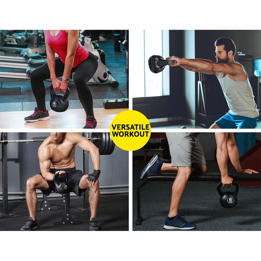 22kg Kettlebell Set with 2kg, 4kg, 6kg, 8kg Weights for Home Gym - Black