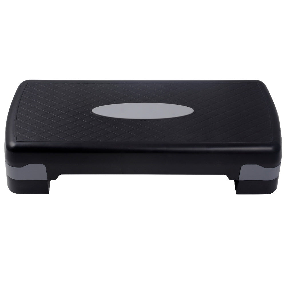 Aerobic Step Exercise Stepper with Adjustable Height and Anti-Slip Surface - Black