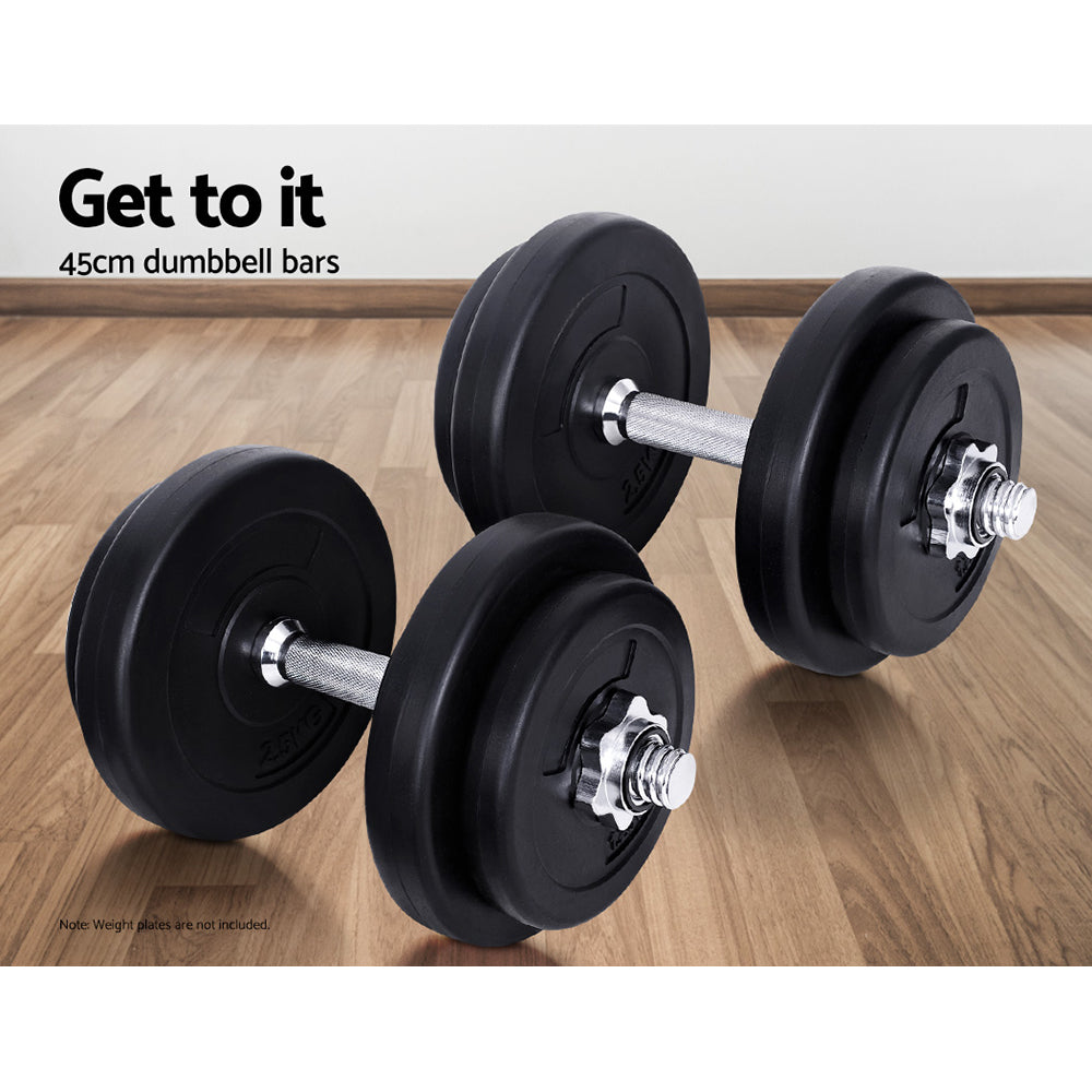 45cm Dumbbell Bar with 150kg Capacity and Spring Collars - Silver