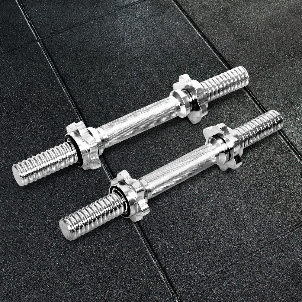 45cm Dumbbell Bar with 150kg Capacity and Spring Collars - Silver