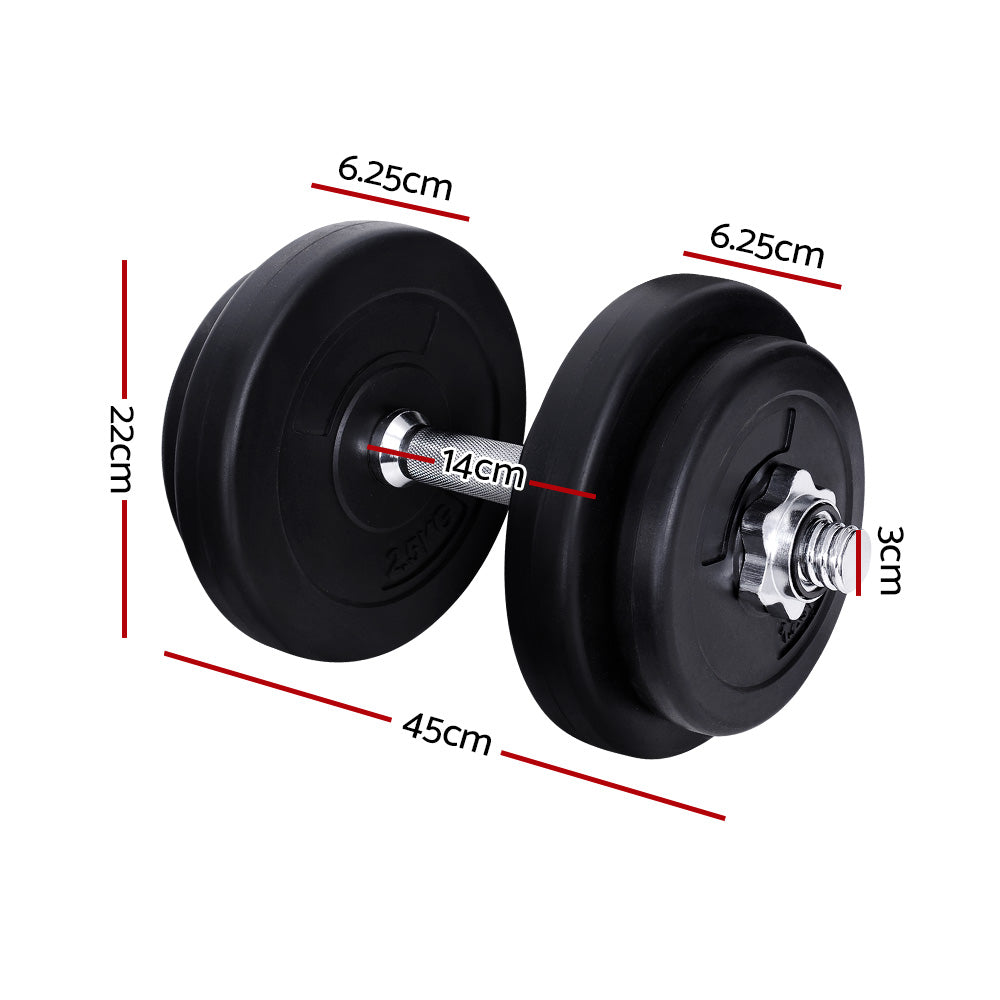 20kg Adjustable Dumbbell Set with Weight Plates - Black & Silver