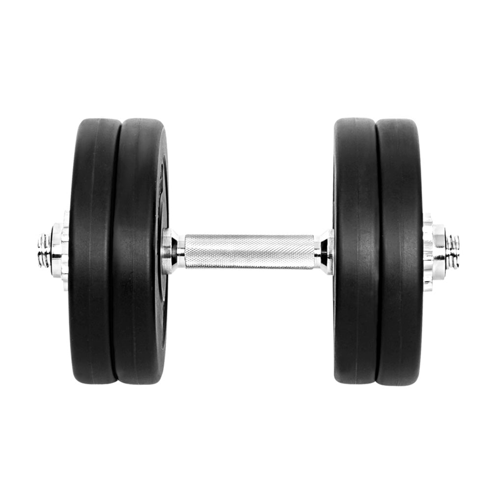 25kg Adjustable Dumbbell Set with Weight Plates - Black