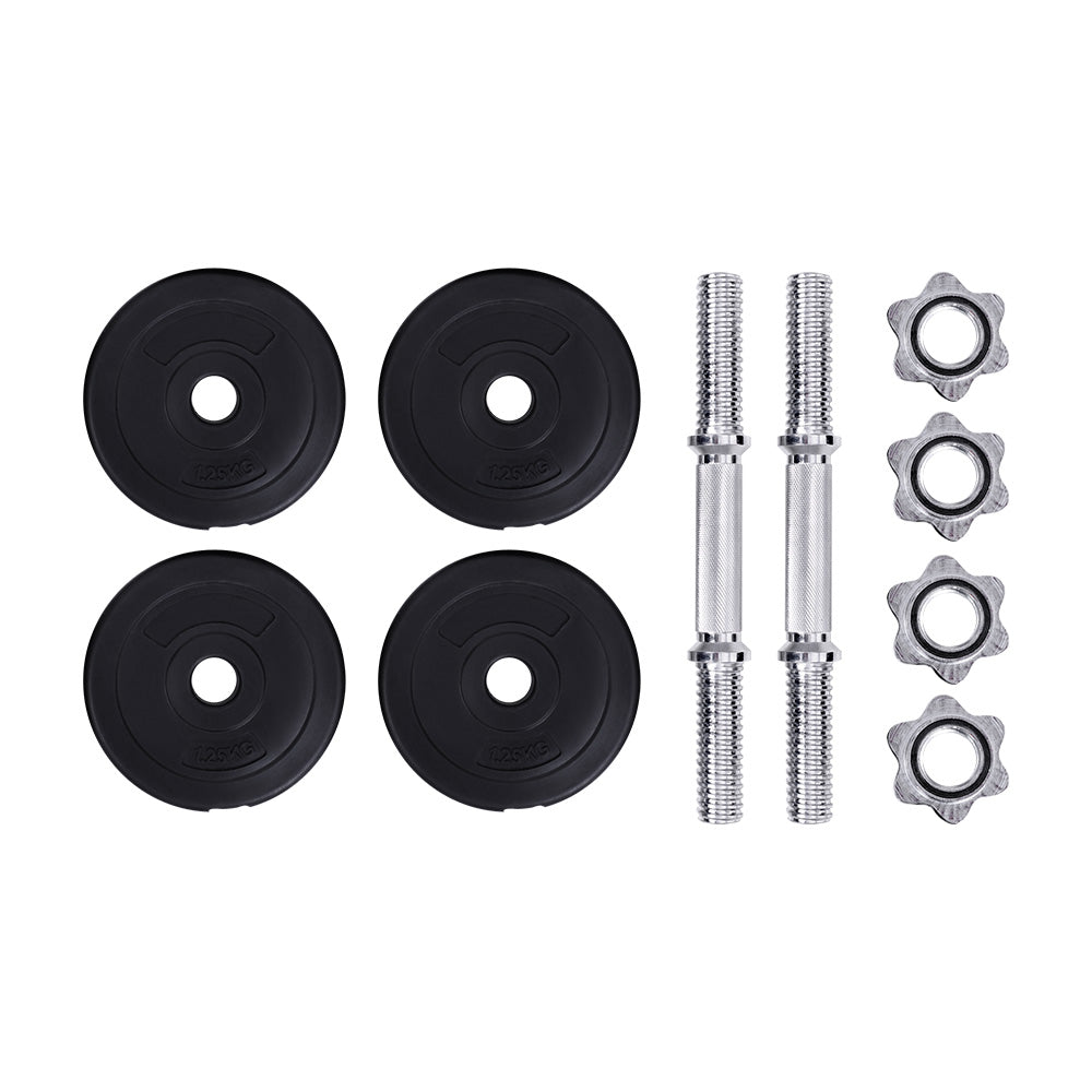 10kg Adjustable Dumbbell Set with Weight Plates - Black and Silver