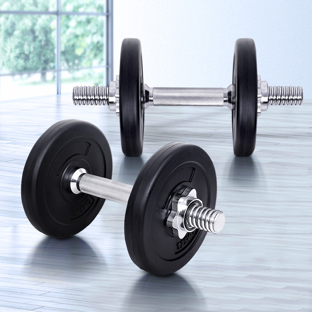 10kg Adjustable Dumbbell Set with Weight Plates - Black and Silver