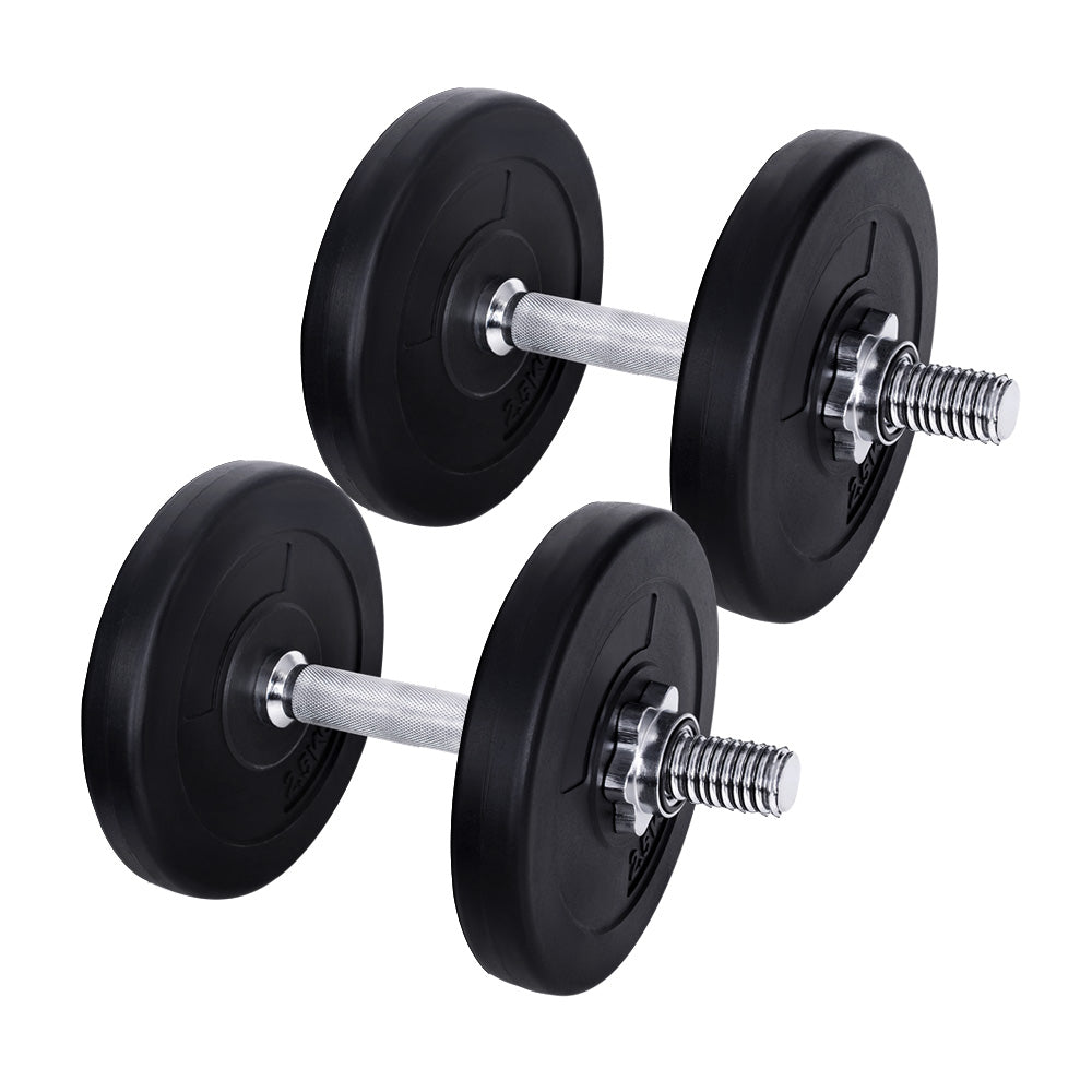 15kg Adjustable Dumbbell Set with Weight Plates - Black and Silver
