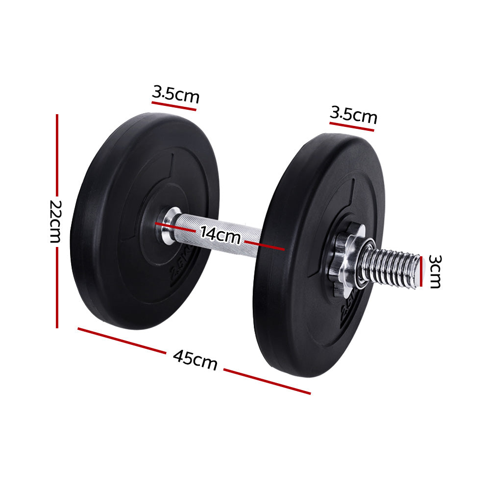 15kg Adjustable Dumbbell Set with Weight Plates - Black and Silver