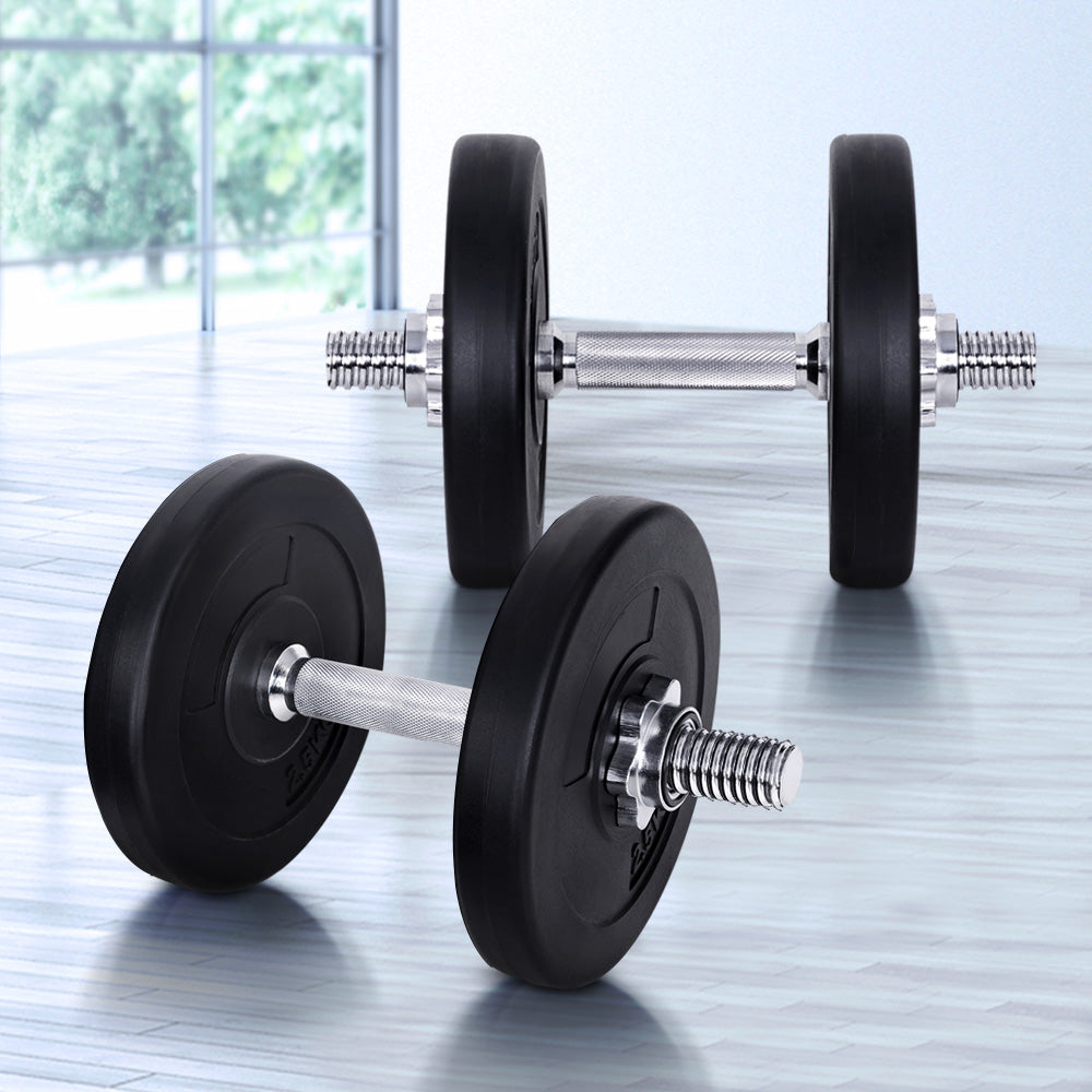 15kg Adjustable Dumbbell Set with Weight Plates - Black and Silver