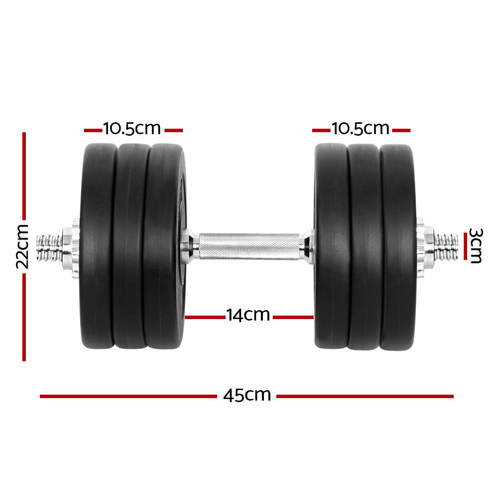 35kg Adjustable Dumbbell Set with Weight Plates - Black