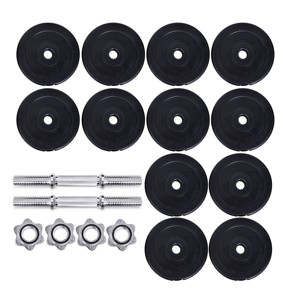 35kg Adjustable Dumbbell Set with Weight Plates - Black