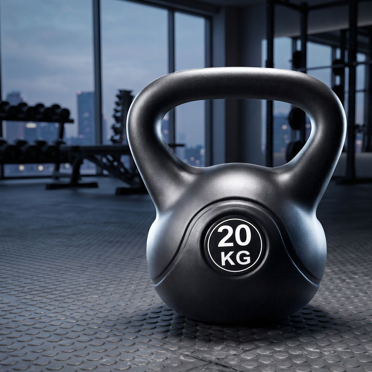 20kg Kettlebell Weight with Anti-slip Handle & Stable Base for Strength Training - Black