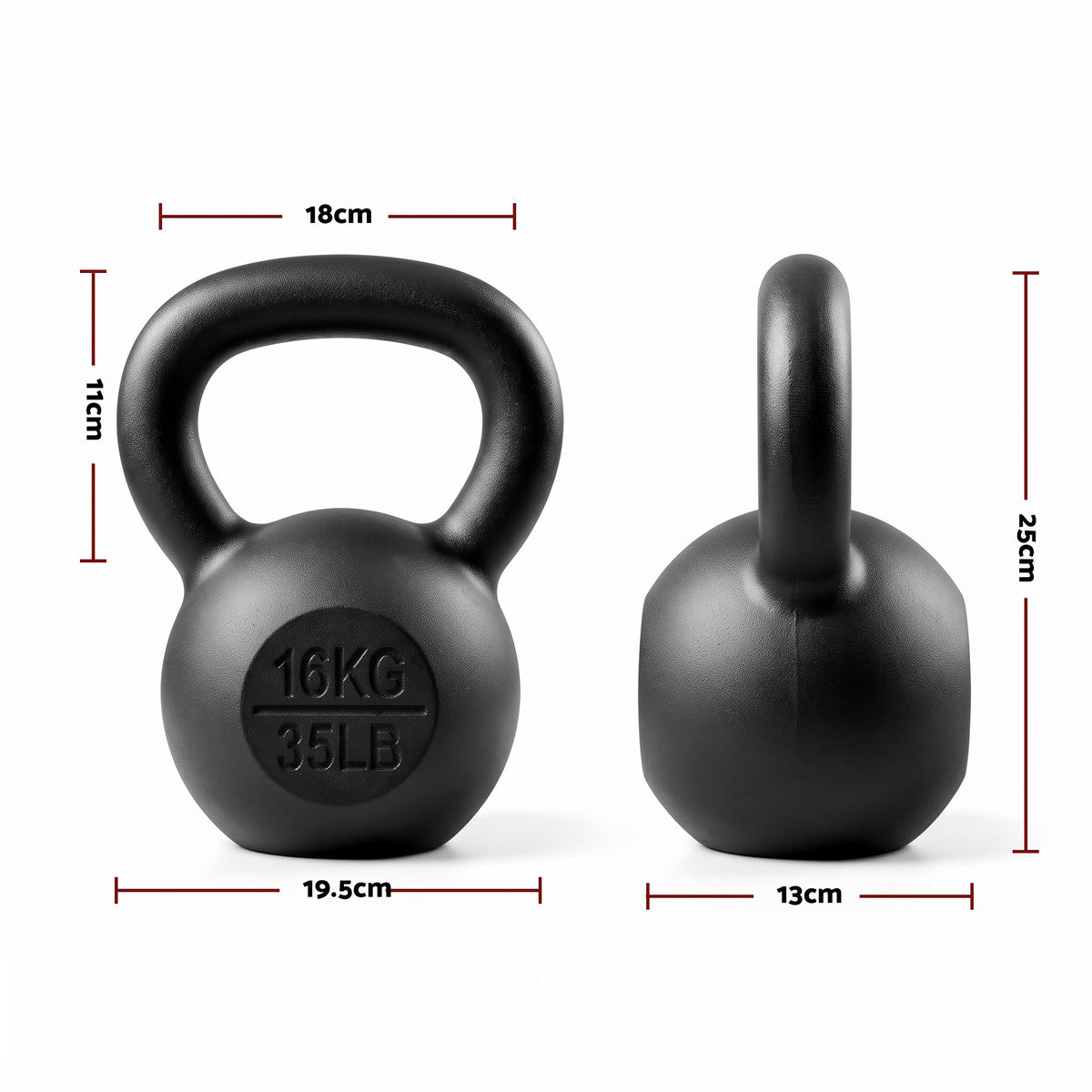 16kg Cast Iron Kettlebell with Powder Coating and Flat Bottom