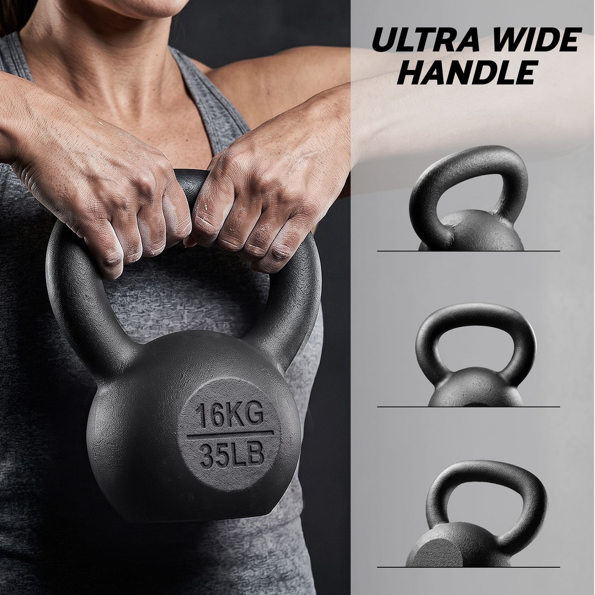 16kg Cast Iron Kettlebell with Powder Coating and Flat Bottom