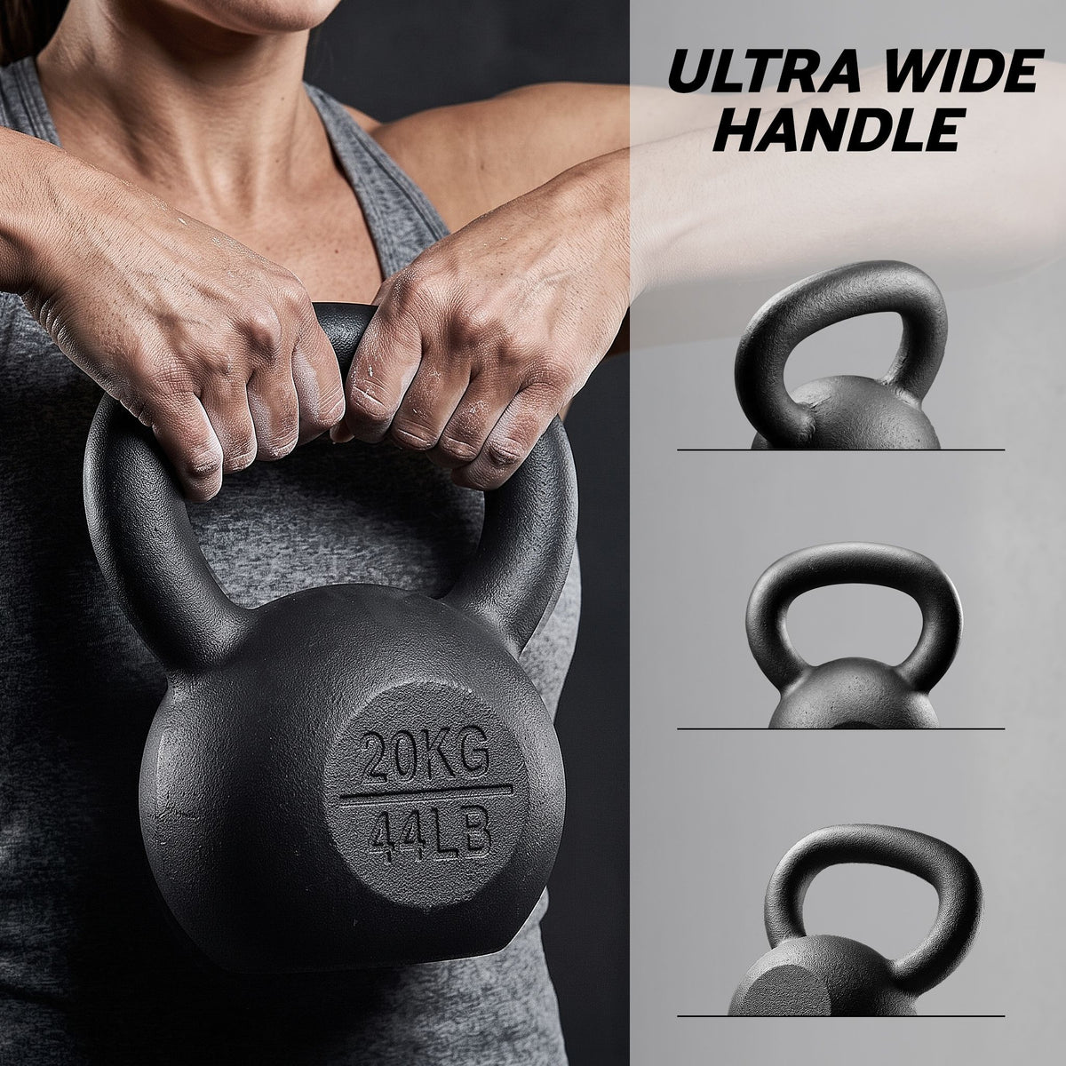 20kg Cast Iron Kettlebell with Powder Coating and Flat Bottom