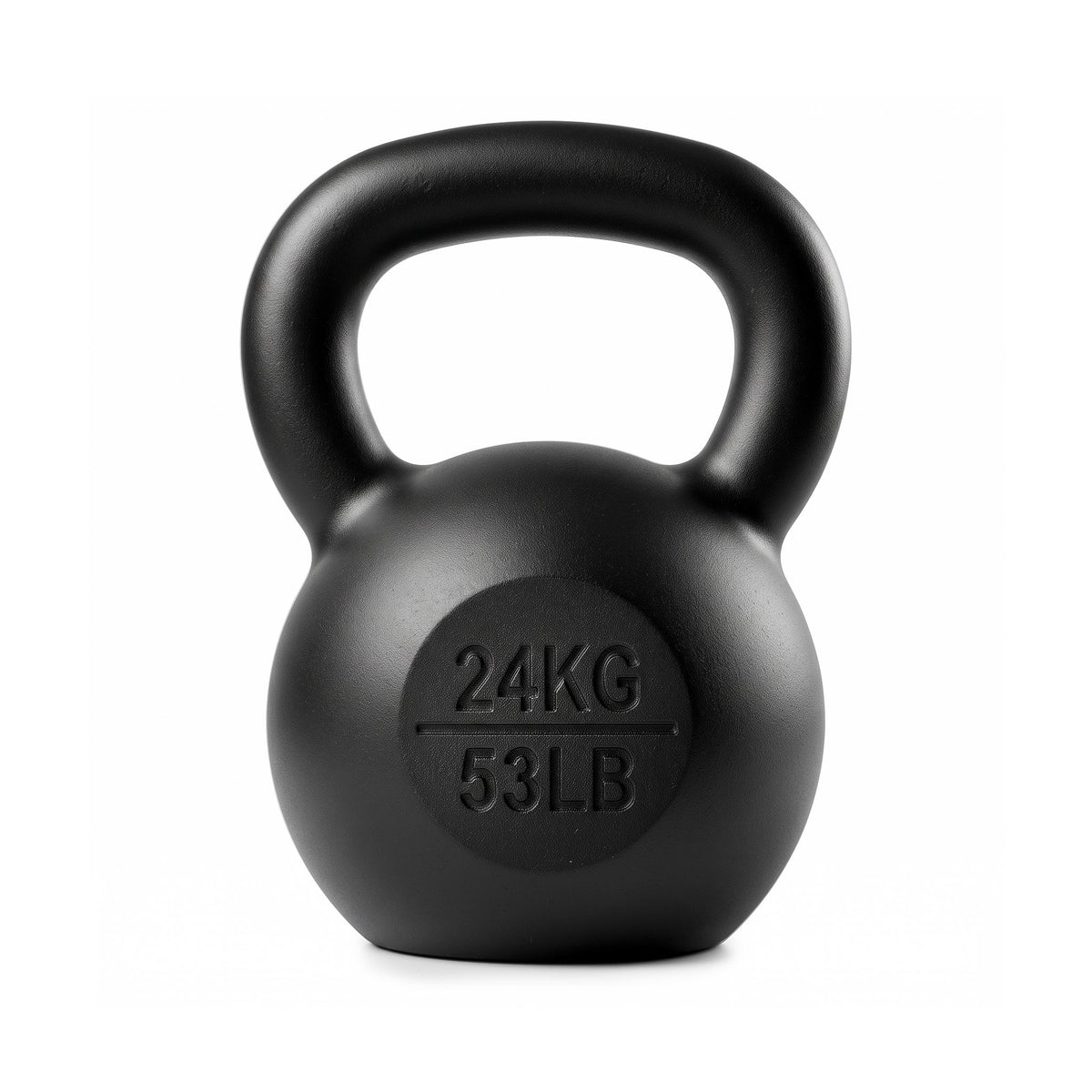24kg Cast Iron Kettlebell with Powder Coating and Flat Bottom - Black