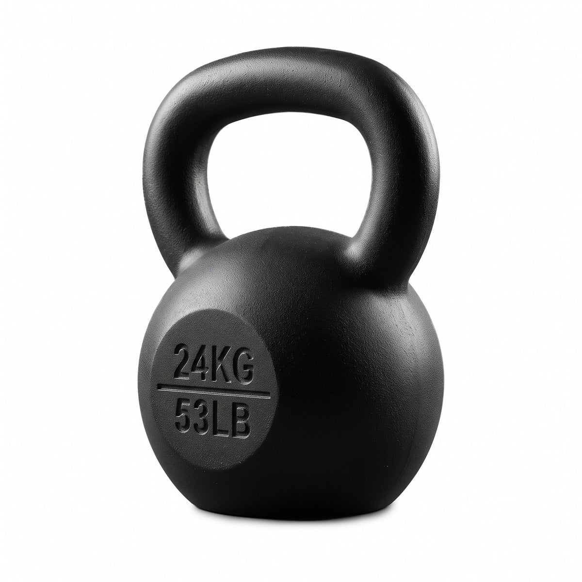 24kg Cast Iron Kettlebell with Powder Coating and Flat Bottom - Black