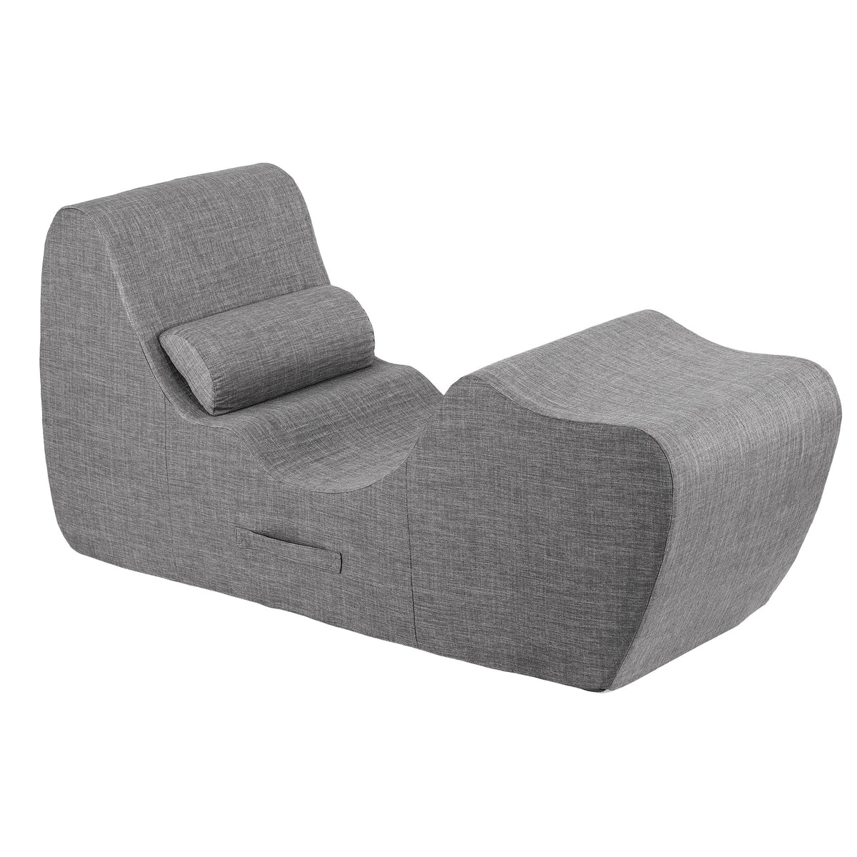 Ergonomic S-Curve Chaise Lounge Floor Lounger with Adjustable Headrest and Lumbar Support - Grey